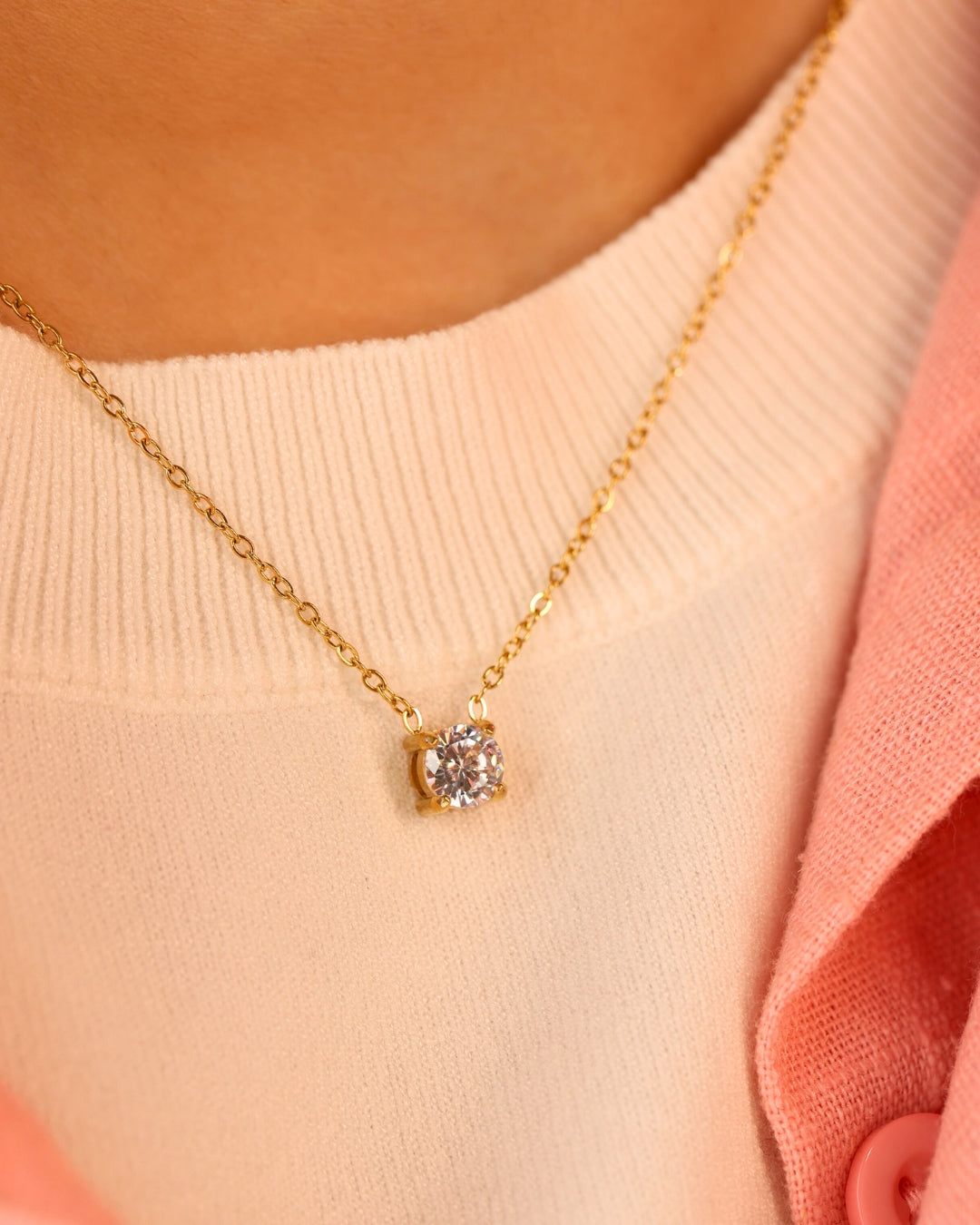 Round Solitaire Necklace