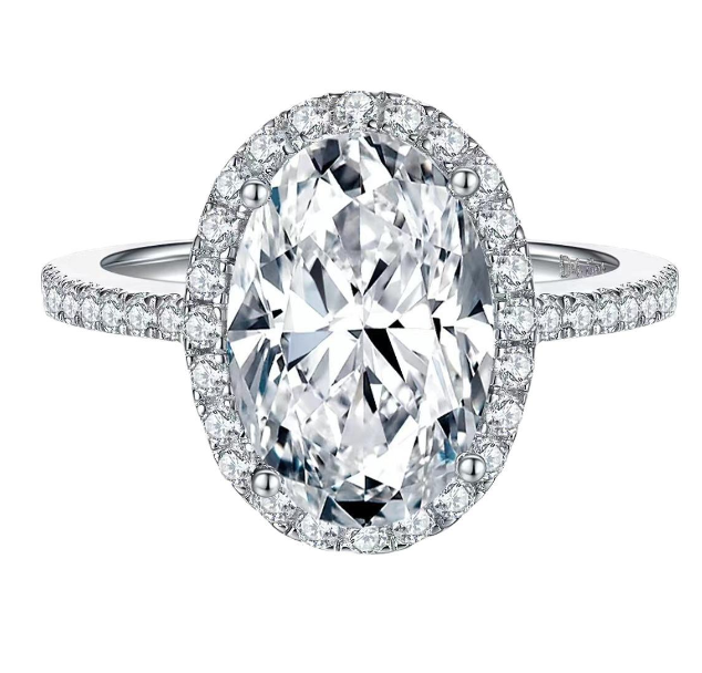 Pave Oval Halo Ring - 92.5 Sterling Silver