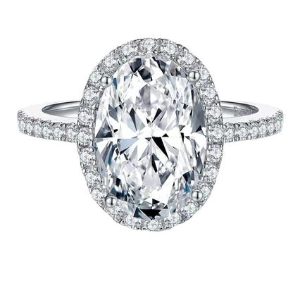 Pave Oval Halo Ring - 92.5 Sterling Silver