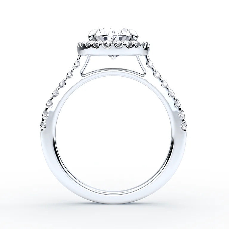 Pave Oval Halo Ring - 92.5 Sterling Silver