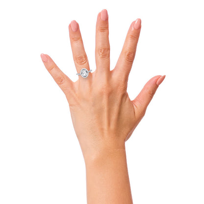 Pave Oval Halo Ring - 92.5 Sterling Silver