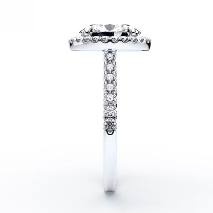 Pave Oval Halo Ring - 92.5 Sterling Silver