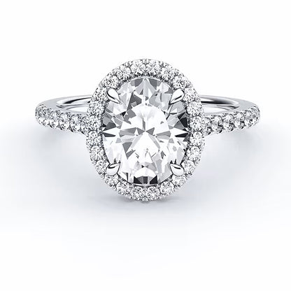 Pave Oval Halo Ring - 92.5 Sterling Silver