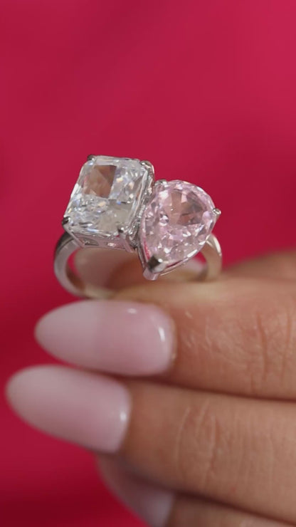 Rosé Entwine Toi Et Moi Ring  - 92.5 Sterling Silver
