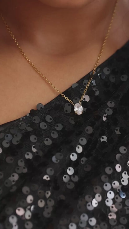 The Oval Solitaire Necklace & Ring Set