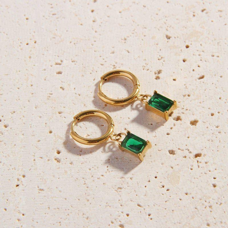 Emerald Serenade Gold Earrings