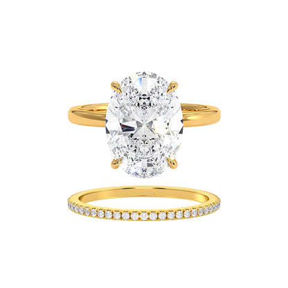 Oval Solitaire & Diamond Pavé Ring Stack