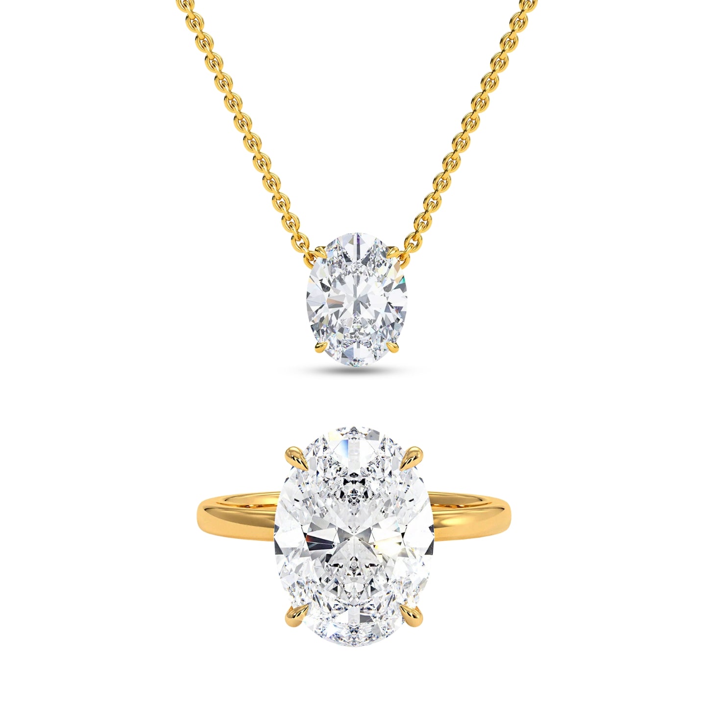 The Oval Solitaire Necklace & Ring Set