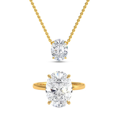 The Oval Solitaire Necklace & Ring Set
