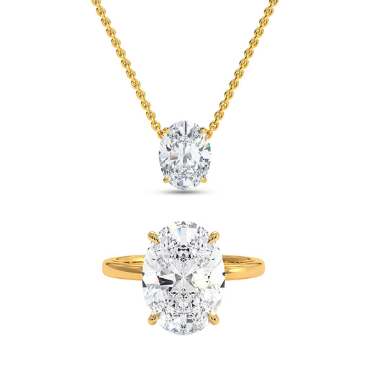 The Oval Solitaire Necklace & Ring Set