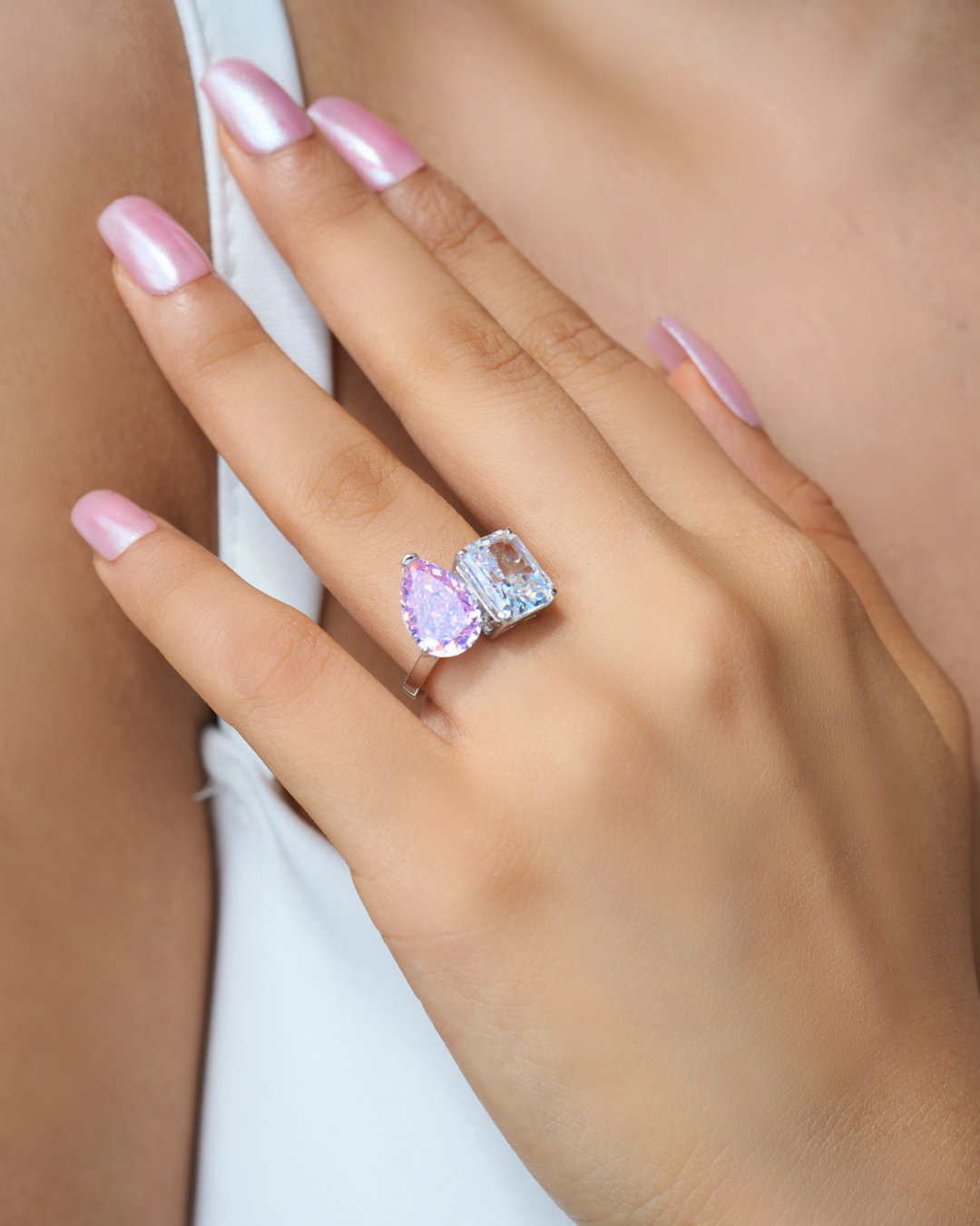 Rosé Entwine Toi Et Moi Ring  - 92.5 Sterling Silver