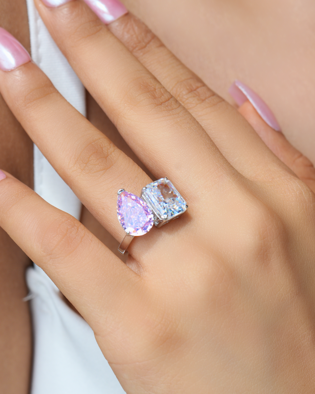 Rosé Entwine Toi Et Moi Ring  - 92.5 Sterling Silver